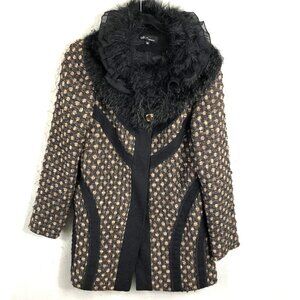 Y2K Nicole Sabbattini Jacket Women M Faux Fur Collar Feminine Mobwife Whimsigoth